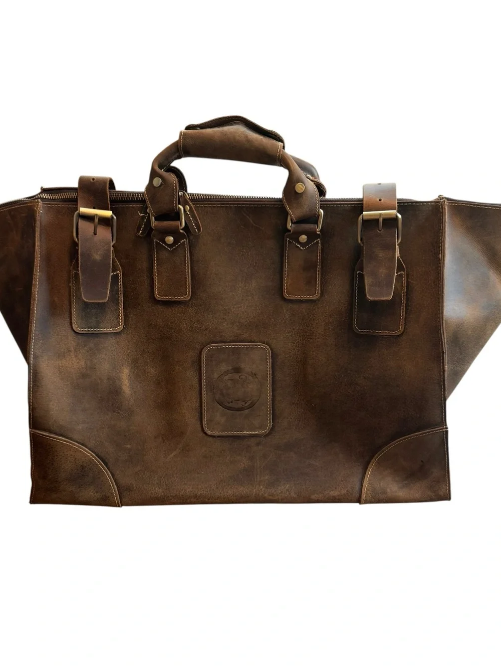 Mens Full Grain Saddle Leather Bag Briefcase – Framed Doctor Laptop Travel Bag
